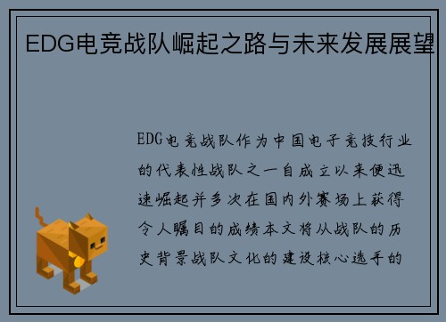 EDG电竞战队崛起之路与未来发展展望